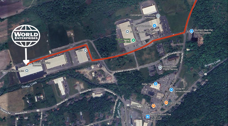 Visual Directions to the World Enterprises Warehouse from Rt 17